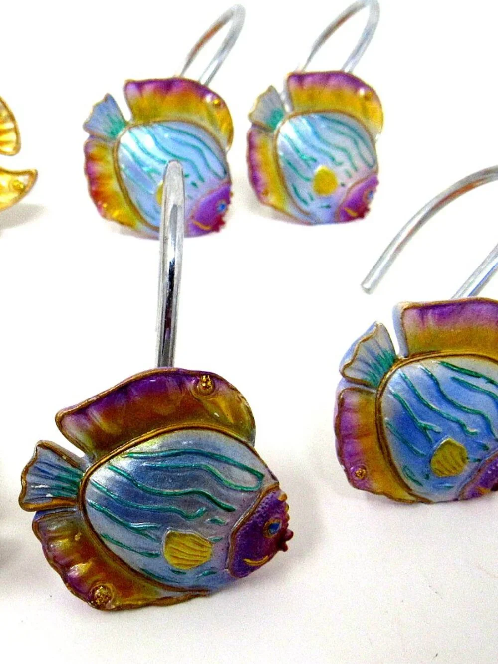 12 Tropical Fish Shower Hooks Colorful Curtain Rod Modern Bath Decor